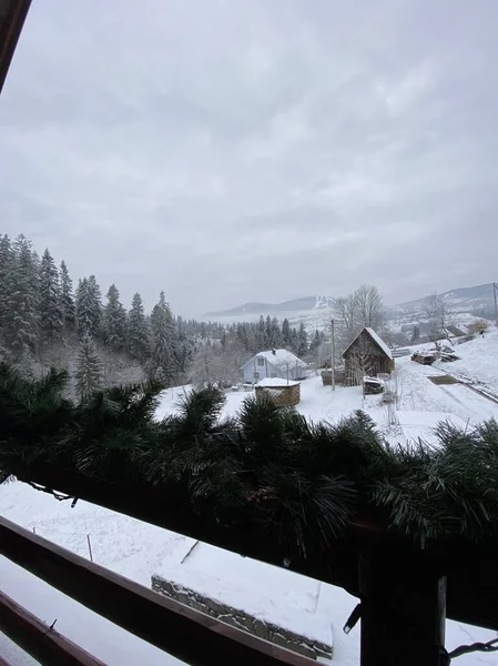 Picturesque View Carpathians Winter Picturesque Landscape Ukraine — Stock Photo, Image