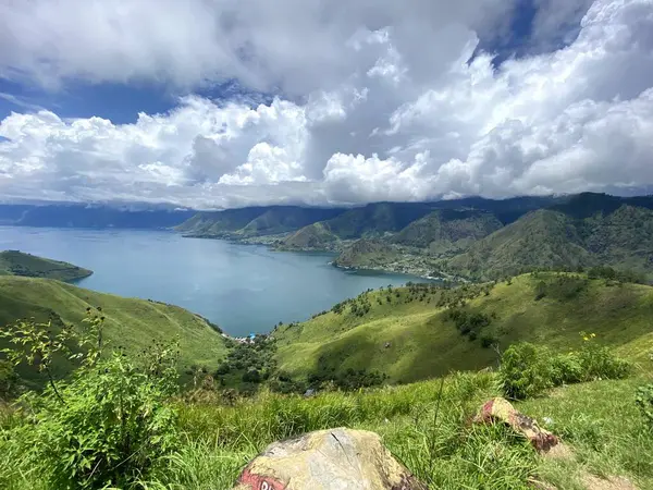 Beautiful landscape of lake, mountain and cloud