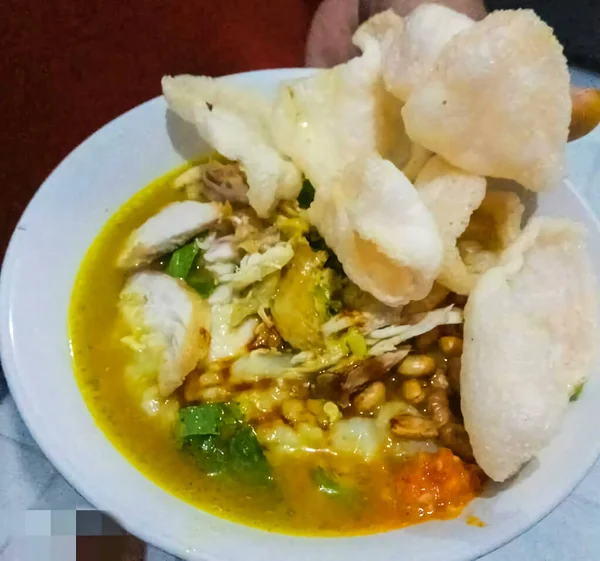 Dilihat Dari Bubur Ayam Yang Lezat Makanan Indonesia — Stok Foto