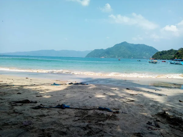 Beautiful Tropical White Sands Beach Trenggalek Indonesia — Fotografia de Stock