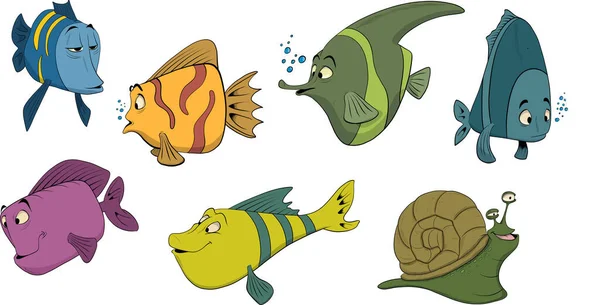 Different Sea Creature Poses — Stock Vector