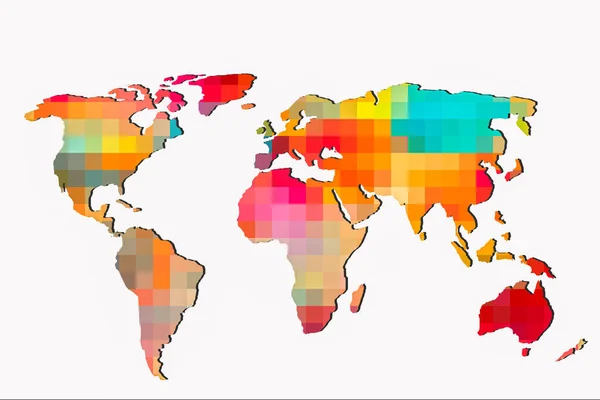 Zhruba Načrtnutá Mapa Světa Barevnými Vzory Pozadí — Stock fotografie