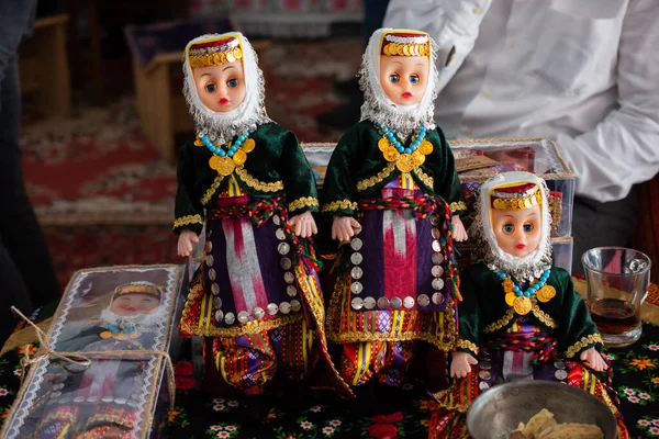 Traditional dolls in folk dress in Turkish Bazaar