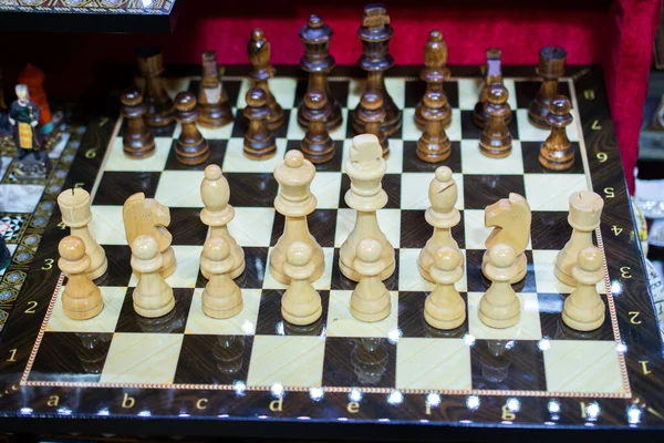 Интеллектуальная Игра Шахматы Деревянные Шахматы Шахматной Доске — стоковое фото