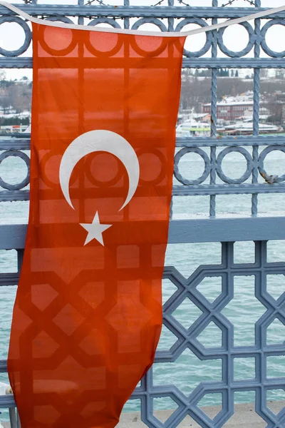 Turkish National Flag Outdoors White Star Moon — Stock Photo, Image