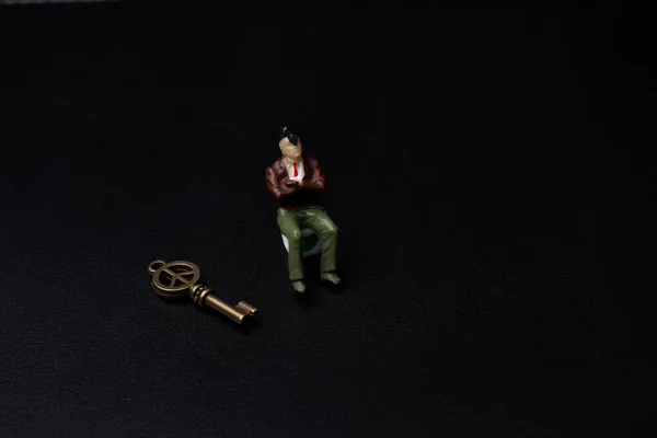Pequena Estatueta Homem Mulher Modelo Miniatura Vista — Fotografia de Stock