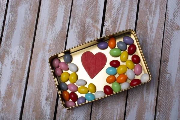 Large Variety Sweets Candies Heart — Stock Photo, Image