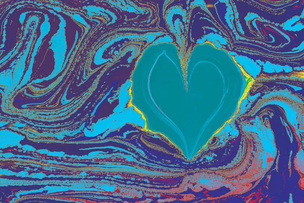 Ebru Marmor Hintergrund Mit Herzform — Stockfoto