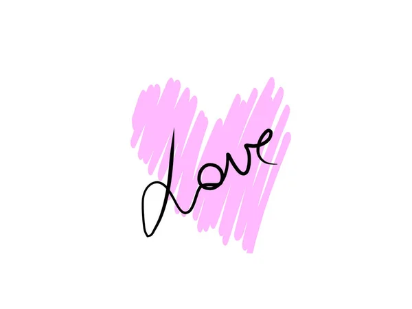 Amor Palavra Mão Desenhada Letras Dia Dos Namorados — Fotografia de Stock