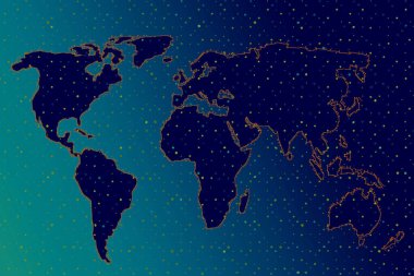 Dünya haritası tasarımı. Kıtalarla dolu bir dünya. Avrupa ve Amerika haritası, Asya ve Avustralya. Web sitesi şablonu için düz dünya haritası şablonu, yıllık rapor, infografikler.
