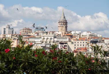 İstanbul 'da antik çağlardan kalma Galata Kulesi manzarası