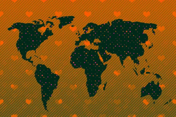 Σχεδιασμός Παγκόσμιου Χάρτη Σχέδιο Καρδιάς Ηπείρους Χάρτης Της Ευρώπης Και — Φωτογραφία Αρχείου