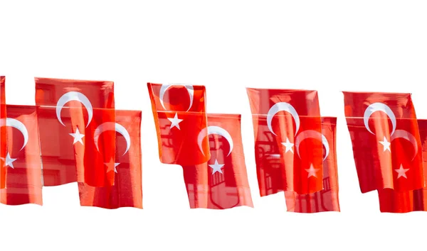 República Bandeira Nacional Turquia Lua Crescente Branca Estrela Bandeira Vermelha — Fotografia de Stock