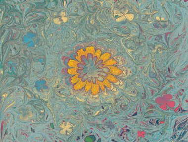 Soyut boyalı yaratıcı ebru sanat arka planı. Mermer desenli çiçek desenleri