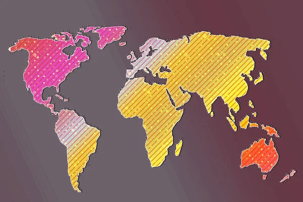 Designen Världskartan Jorden Med Kontinenter Karta Över Europa Och Amerika — Stockfoto