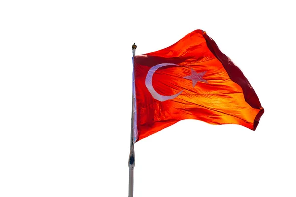 Bandera Nacional República Turquía Luna Creciente Blanca Estrella Bandera Roja — Foto de Stock