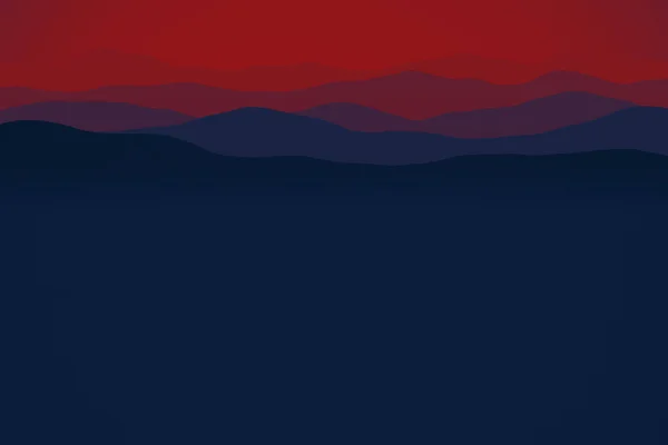 Berglandschaft Illustration Silhouette Hügel Umgebung Bei Sonnenuntergang — Stockfoto