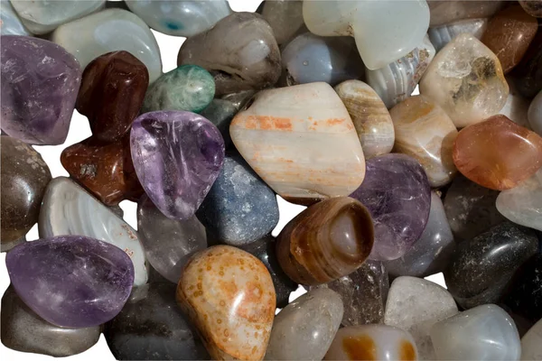 Tumbled polished colorful semi-precious gemstones.mineral stones, healing stone collection.