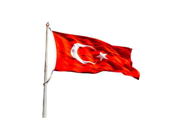Bandera Narodowa Republiki Turcji Biały Półksiężyc Gwiazda Czerwonej Fladze Tureckiej — Zdjęcie stockowe