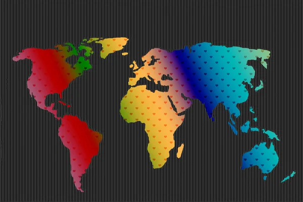 Världskartdesign Med Hjärtmönster Jorden Med Kontinenter Karta Över Europa Och — Stockfoto