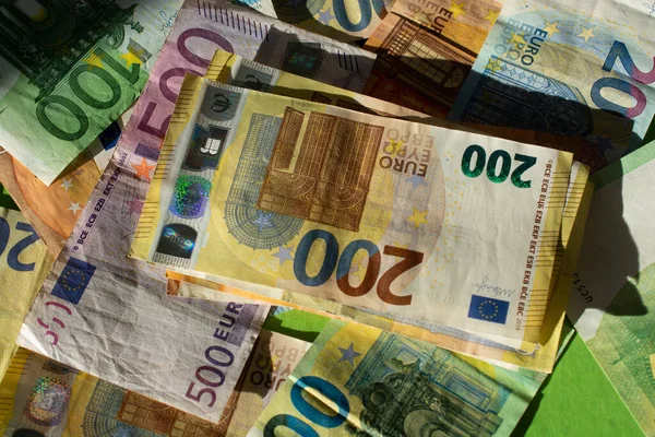 Contexte Des Billets Euros Fragment Monnaie Euros — Photo