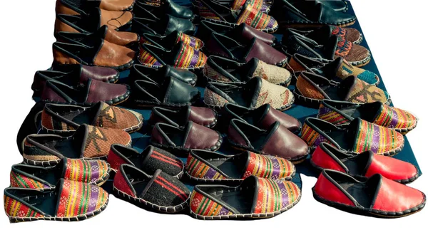 Tradizionali Scarpe Pelle Turca Nome Yemeni Scarpe Pelle Colorate Fatte — Foto Stock