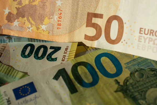 欧元票据的背景 欧元货币的碎片部分 — 图库照片