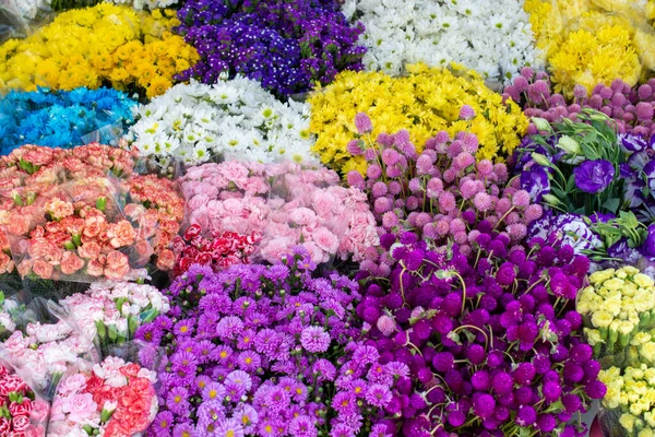 Buketter Olika Blommor Färska Vackra Blommor Blomsteraffär — Stockfoto