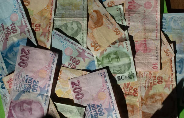 Türkische Lira Hintergrund Türkisches Geld Bar Finanz Und Wirtschaftskrise — Stockfoto