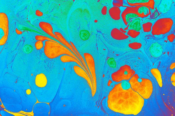 伝統的なエブルー マーブルの芸術 生地のための抽象大理石の花のパターン — ストック写真