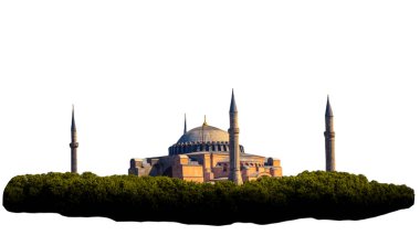 Cami beyaz arka planda izole edilmiş. İslam geçmişi. İstanbul 'daki cami.