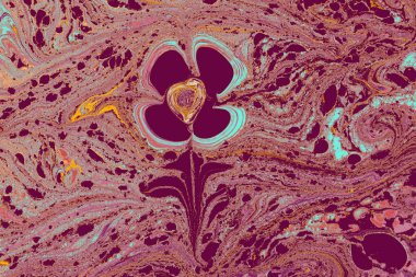 .Geleneksel Ebru bilye sanatı. Kumaş için soyut mermer çiçek deseni