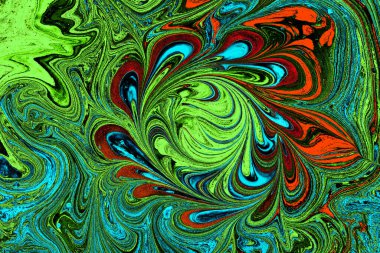 .Geleneksel Ebru bilye sanatı. Kumaş için soyut mermer çiçek deseni