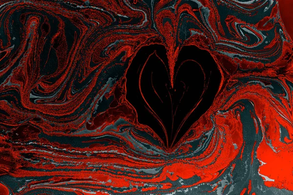 Ebru Marmor Hintergrund Mit Herzform — Stockfoto