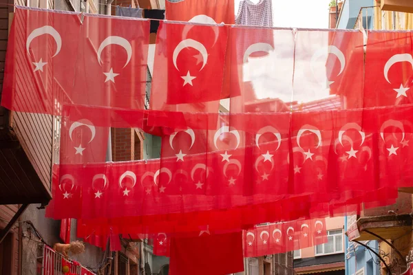 Bandiera Nazionale Turca All Aria Aperta Una Corda — Foto Stock