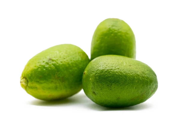 Čerstvý Zelený Citron Izolované Bílém Pozadí — Stock fotografie