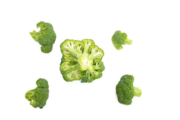 Broccoli Isolated White Background Set Fresh Broccoli — Stock Photo, Image
