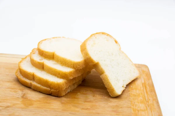 Bröd Skivor Isolerade Vit Bakgrund Frukost Mat — Stockfoto