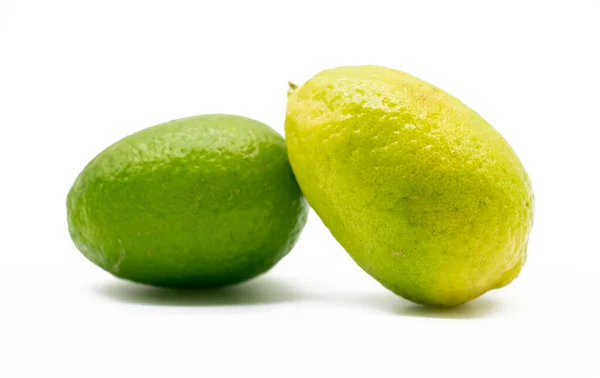 Зелений Жовтий Лимон Ізольовані Білому Тлі — стокове фото
