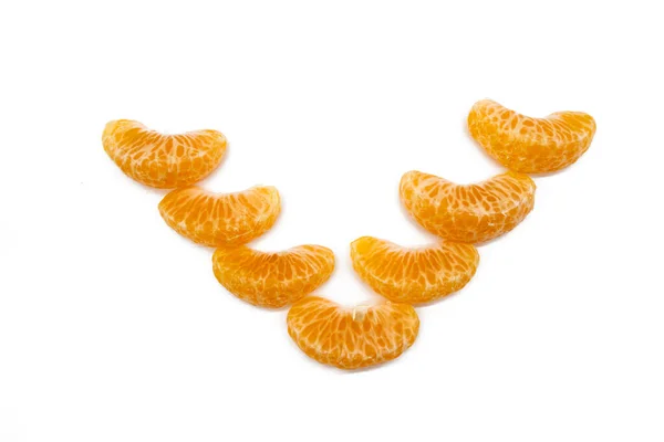 Tangerine Pieces Isolated White Background — Stock Photo, Image