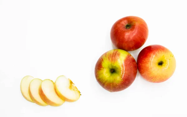 Elma Beyaz Arkaplanda Karantinayı Kapat Üst Görünüm — Stok fotoğraf