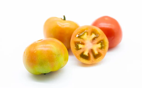 Fresh Organic Tomatoes Isolated White Background — Stock Photo, Image