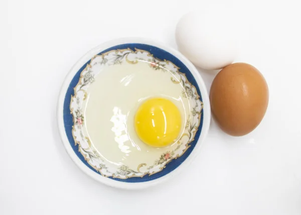 Two Whole Eggs One Broken Isolated White Background Stock Picture