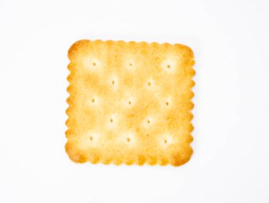 Tek dikdörtgen bisküvi beyaza izole edilmiş. Üst görünüm.