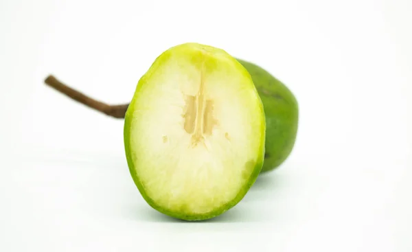 Slice Hog Plum Fruits Isolate White Background — Stock Photo, Image