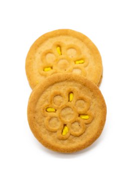 yuvarlak bisküvi izole üzerinde beyaz arka plan