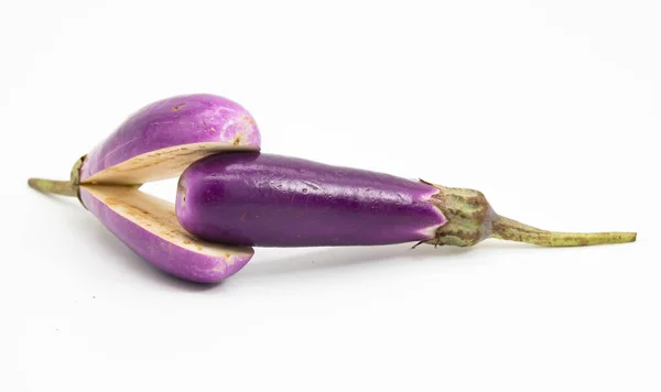 Patlıcan Yiyin Brinjal Beyaz Arka Planda Izole Sağlıklı Gıda Ürünleri — Stok fotoğraf