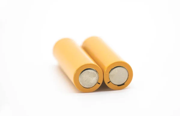 Storlek Batterier Isolerade Vit Bakgrund Sidovy — Stockfoto
