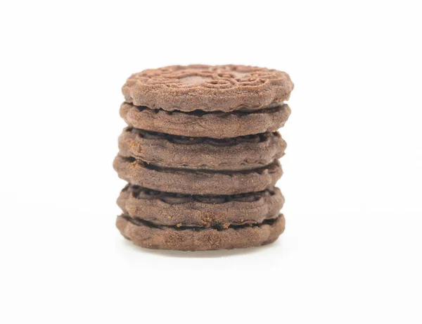 Ciocolată Culoare Biscuit Izolat Fundal Alb Focalizare Selectivă — Fotografie, imagine de stoc