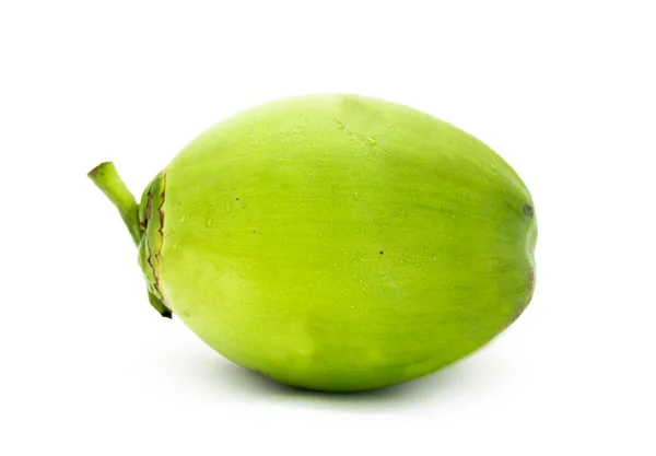 Verse Groene Kokosnoot Isolaat Witte Achtergrond — Stockfoto